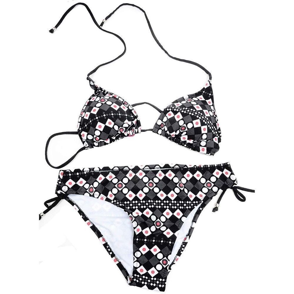 Retro Black Red Polka Dot Womens Bikini Swimsuit